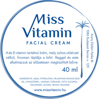 A Miss Vitamin arckrém címkéje